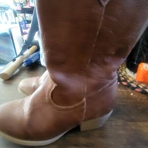 Children's Brown Mid-Calf Leather Boots for Everyday Play